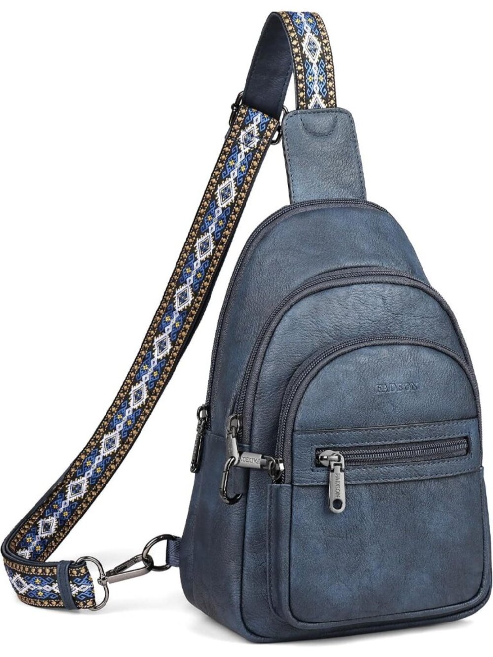 〽️Women's Dark Blue Vegan Leather Anti Theft Sling Travel Purse Crossbody Bags